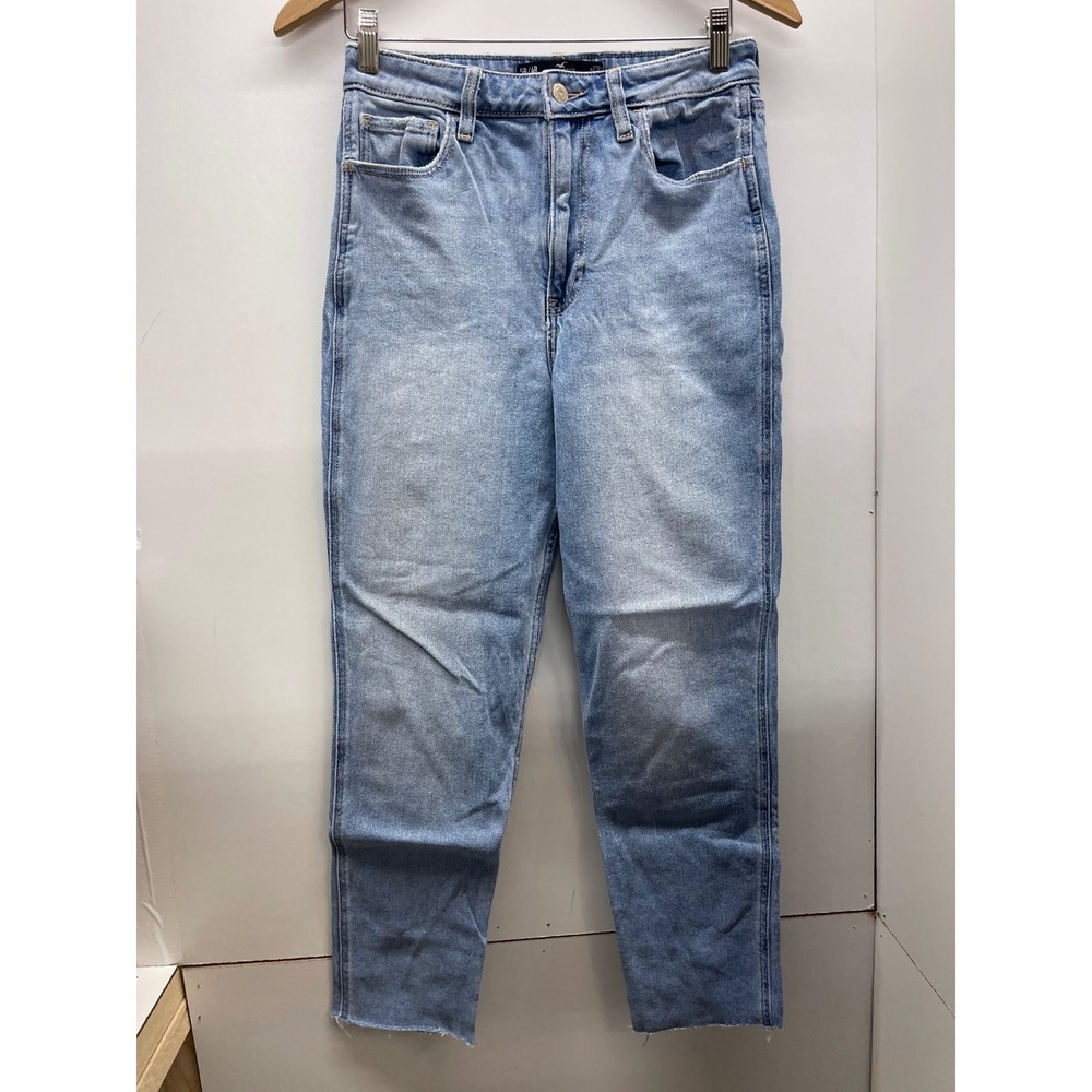 Hollister Ultra High-Rise Mom Jeans Light Wash Raw Hem Vintage Stretch 5R W27R